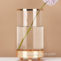 specially designing large gold rimmed clear glass vase
